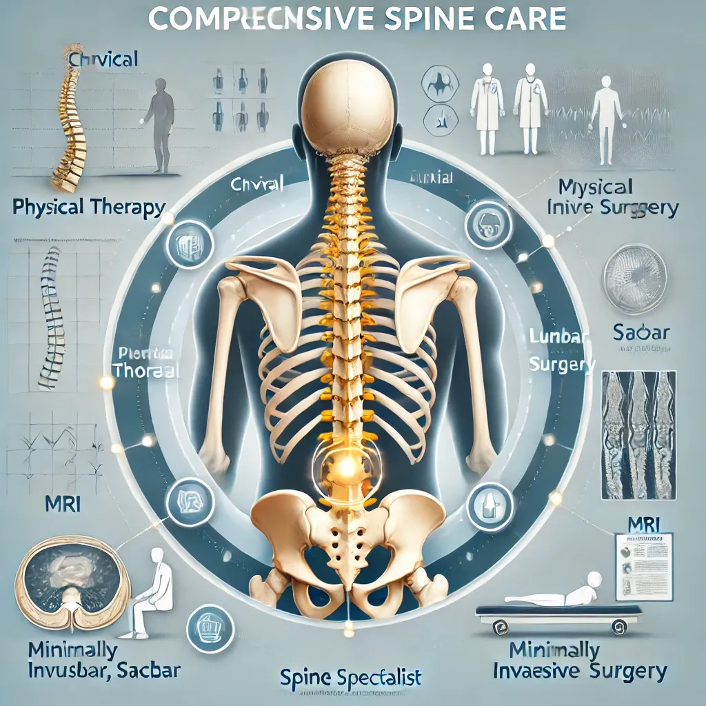 DALL·E 2025-01-20 16.19.54 - An educational and professional infographic-style illustration about spine doctors and comprehensive spine care. The image features a human spine with.webp